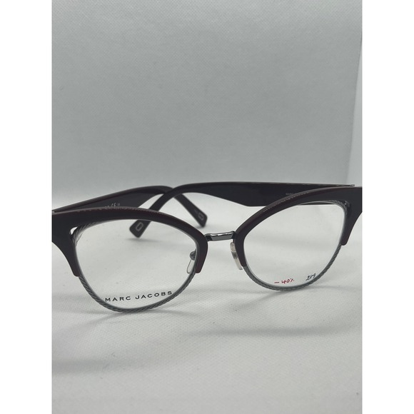 Marc Jacobs Cat Eye Eyeglasses Frames Burgundy Silver Designer Glasses - Picture 3 of 4